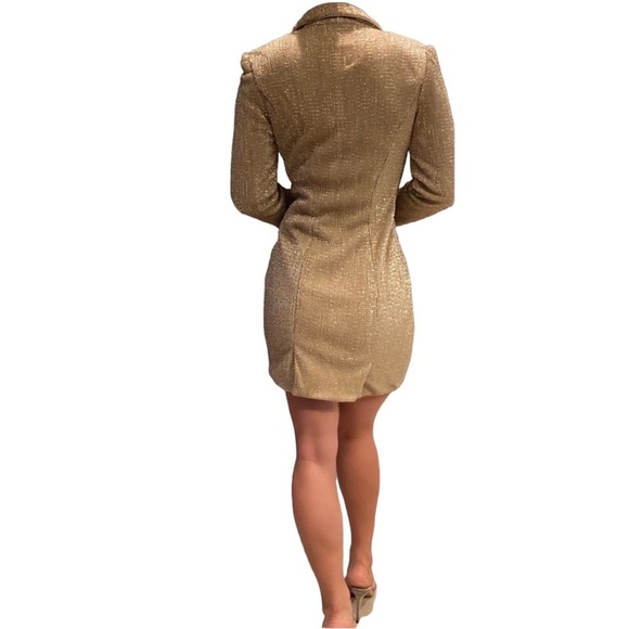 Jovani Blazer Sequin Dress Gold - Picture 3 of 5